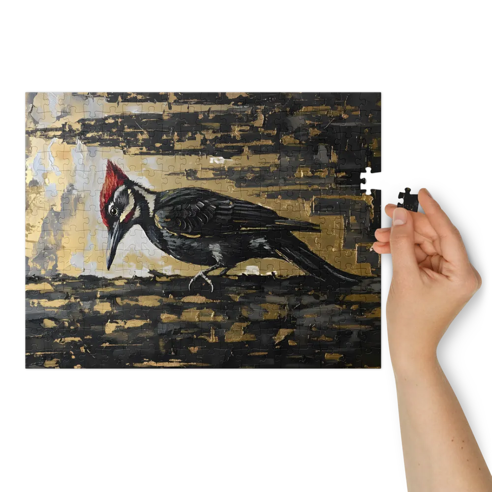 Urban Woodpecker in Gold | Jigsaw Puzzles