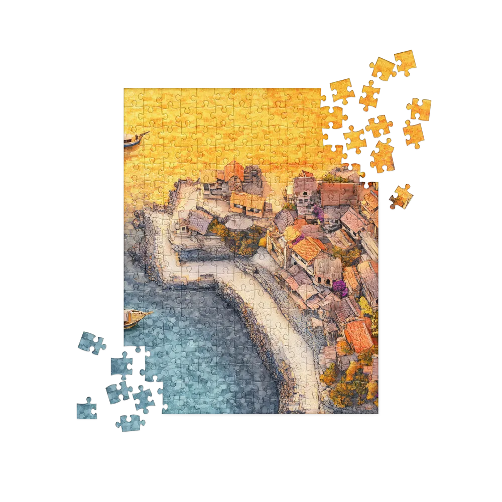 Mosaic Coastal Village 
 Jigsaw Puzzle