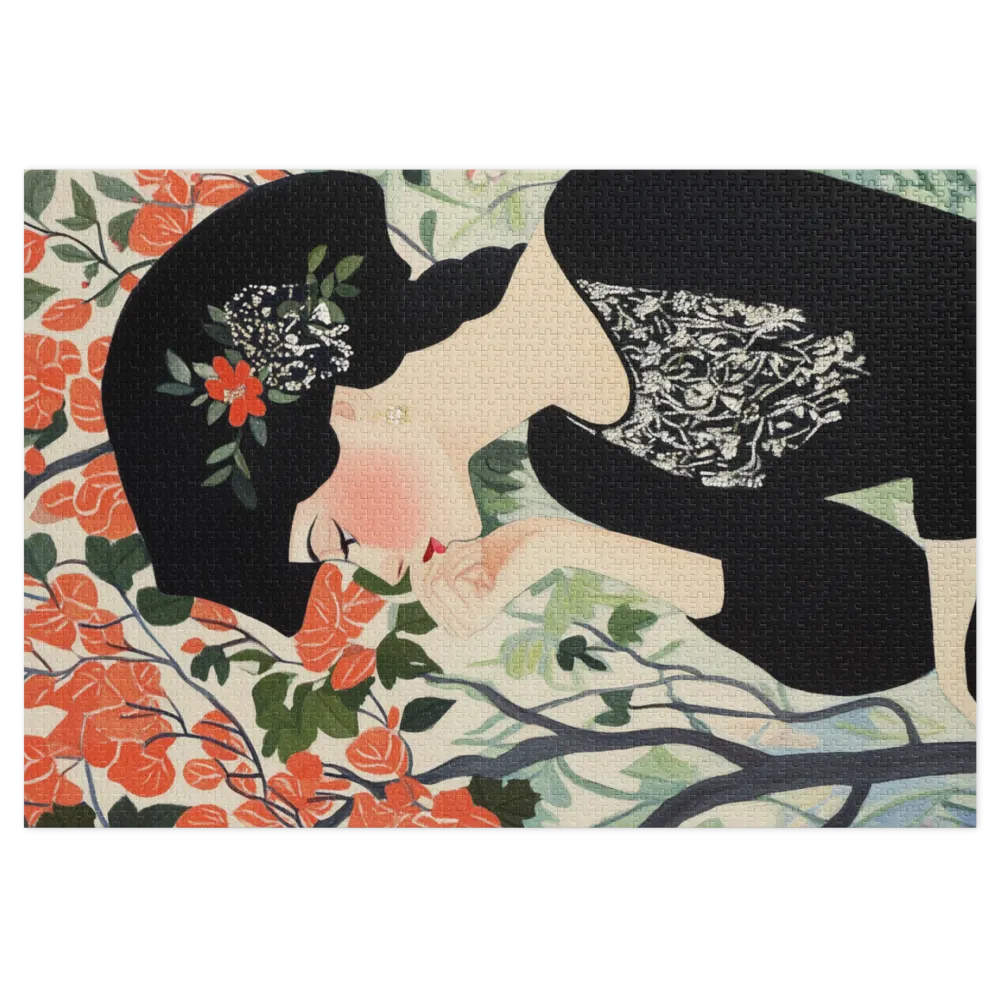 Art Nouveau Floral Muse 
 Jigsaw Puzzle in Tin Box