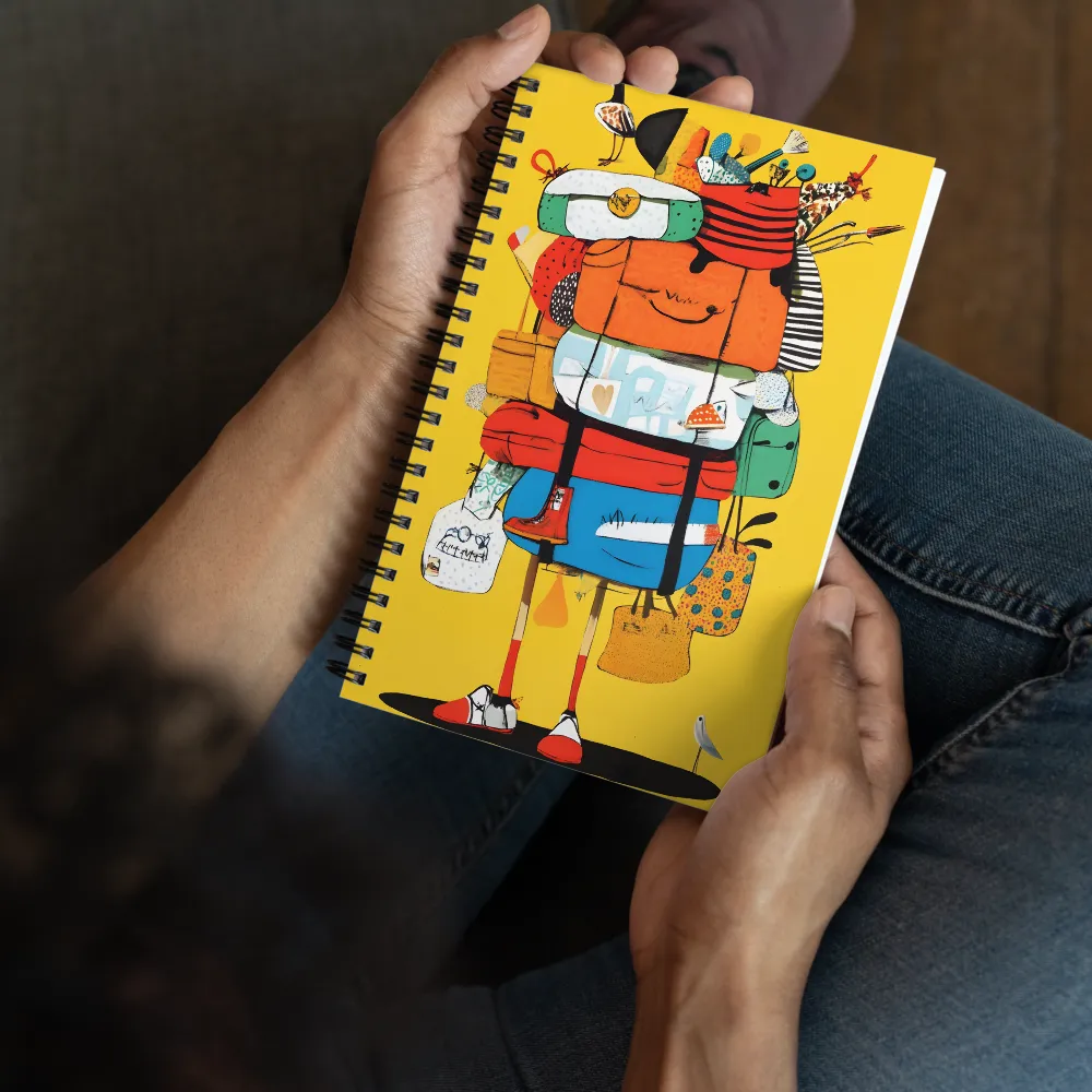 Whimsical Stacked Traveler 
 Spiral Notebook | 140 pages