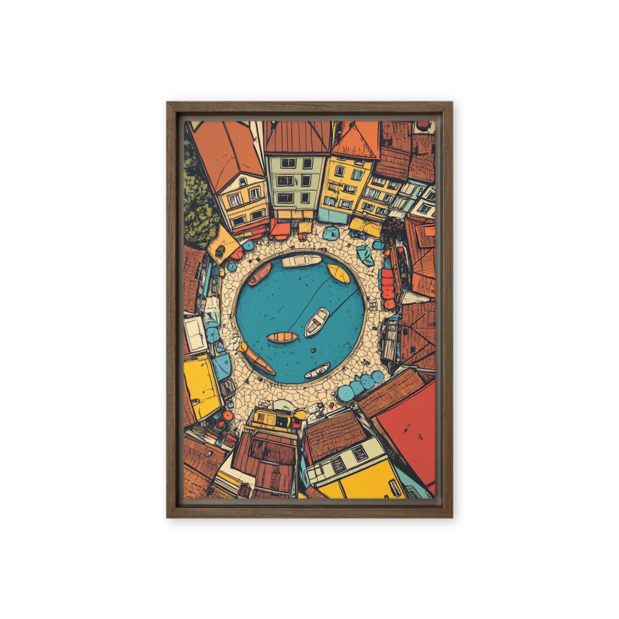 Colorful Harbor Village | Art Print