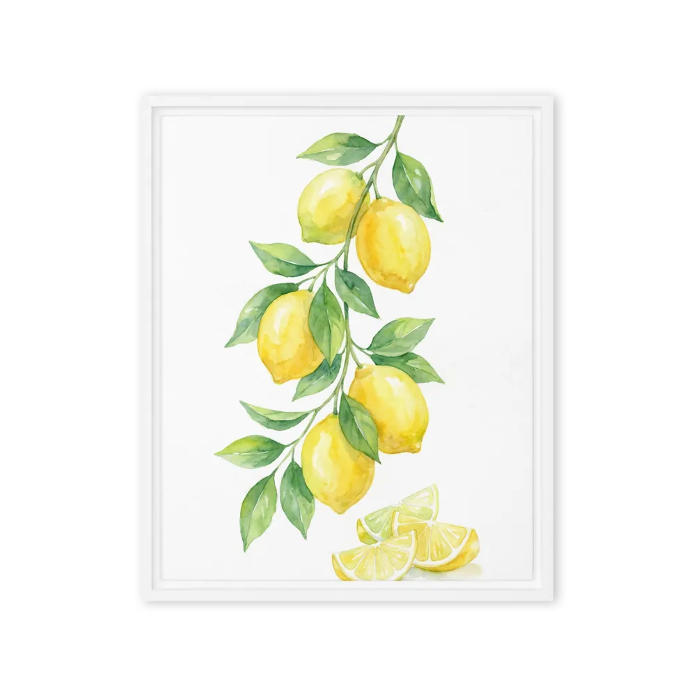 Watercolor Lemon Branch 
 Poster with Black Frame | 16″x 20″