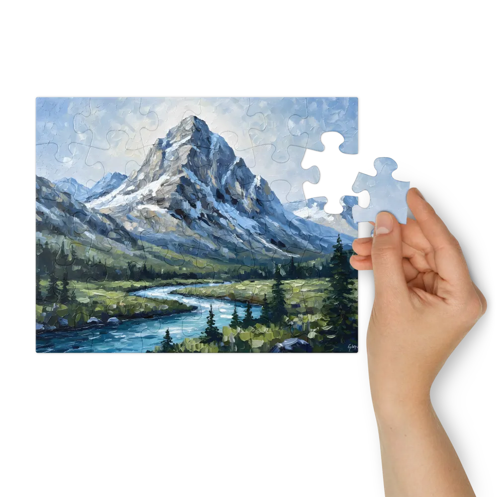 Alpine River Flow 
 Jigsaw Puzzle in Tin Box