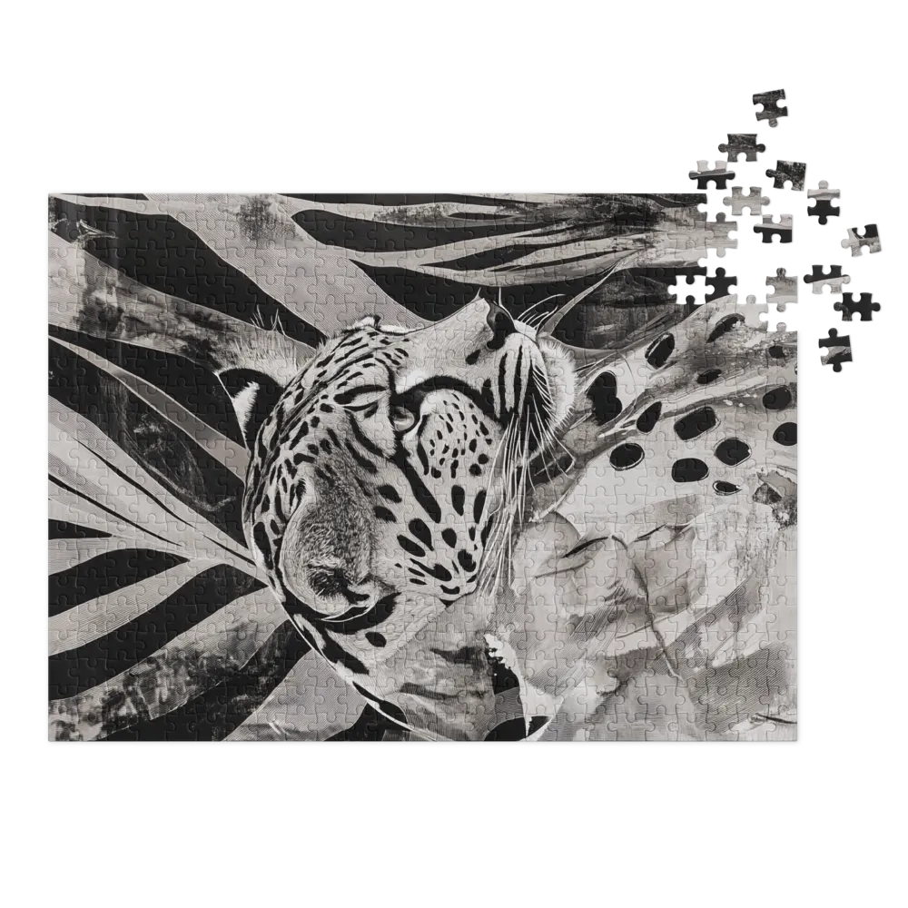 Leopardo da Selva Monocromático 
 Puzzle em caixa de metal