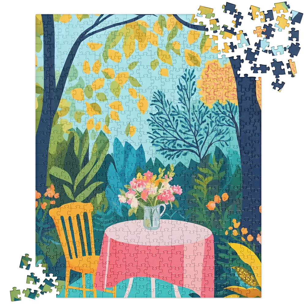 Serene Garden Cafe 
 Jigsaw Puzzle in Tin Box