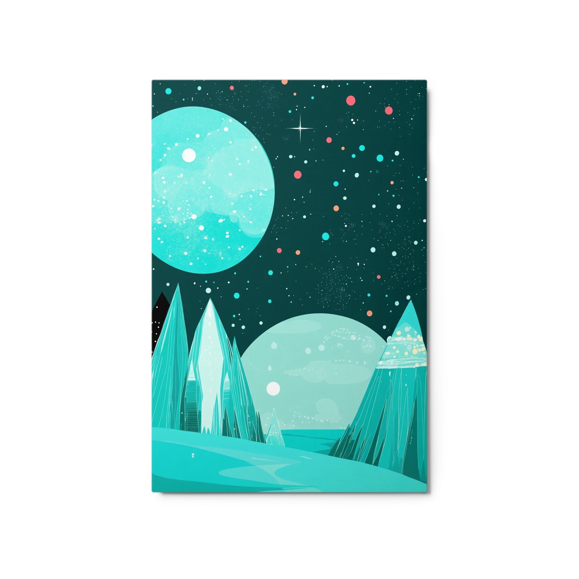 Turquoise Mountains Under Starry Sky