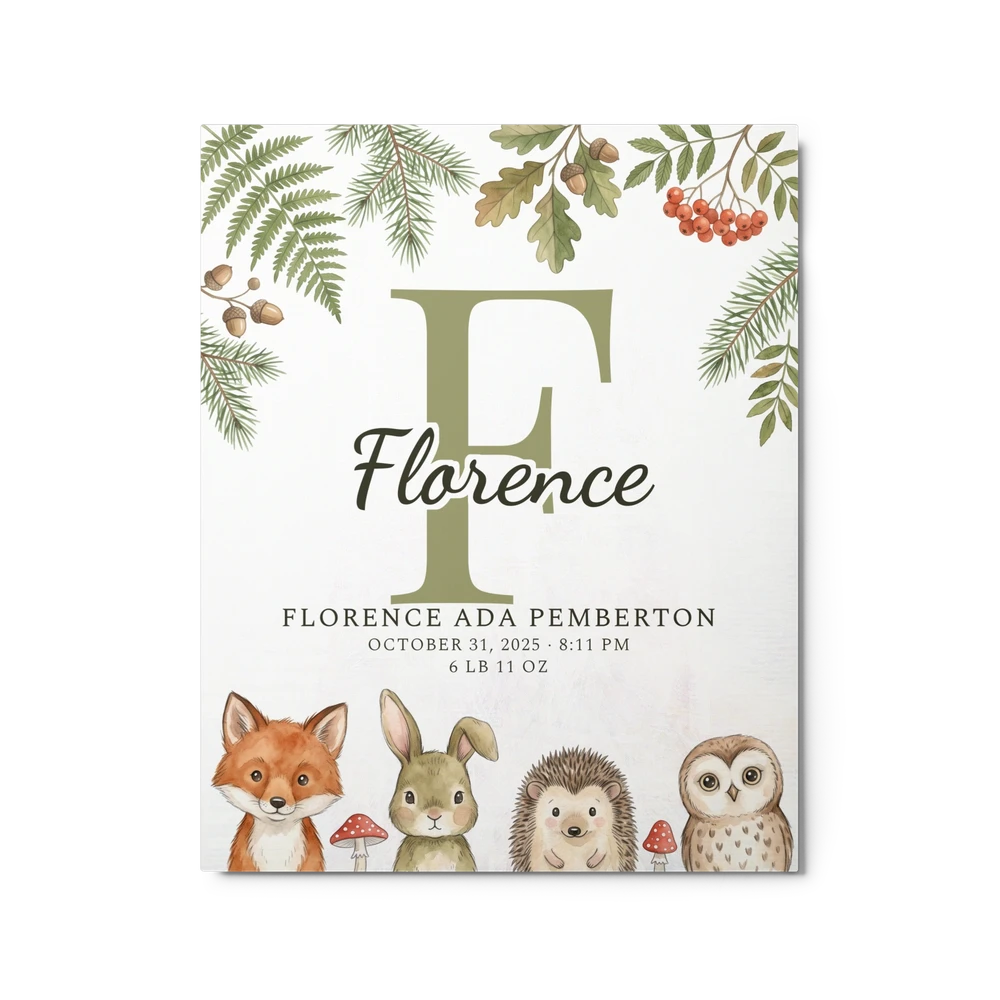 Nursery Name Art — Woodland Peekaboo