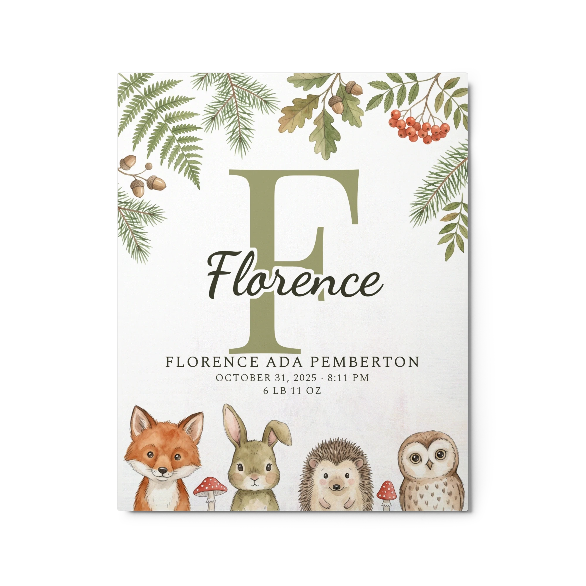 Nursery Name Art — Woodland Peekaboo