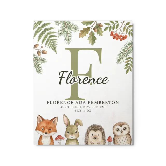 Nursery Name Art — Woodland Peekaboo