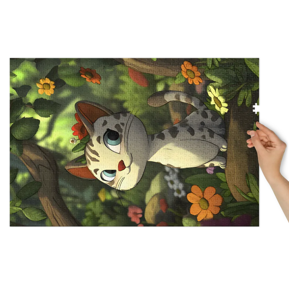 Whimsical Forest Kitten 
 Jigsaw Puzzle in Tin Box