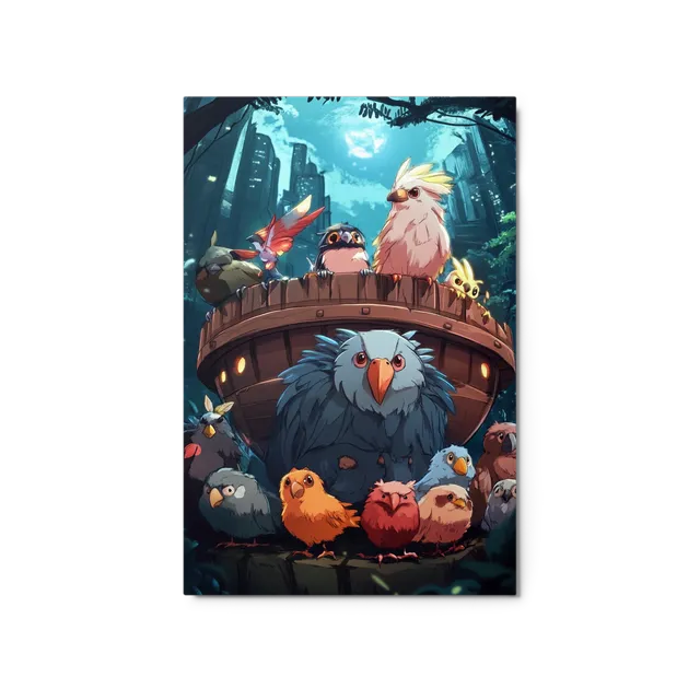 Urban Jungle Birds at Night | Art Print