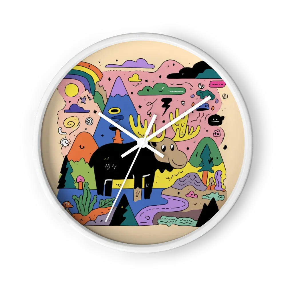 Whimsical Moose Landscape | Wall Clock
