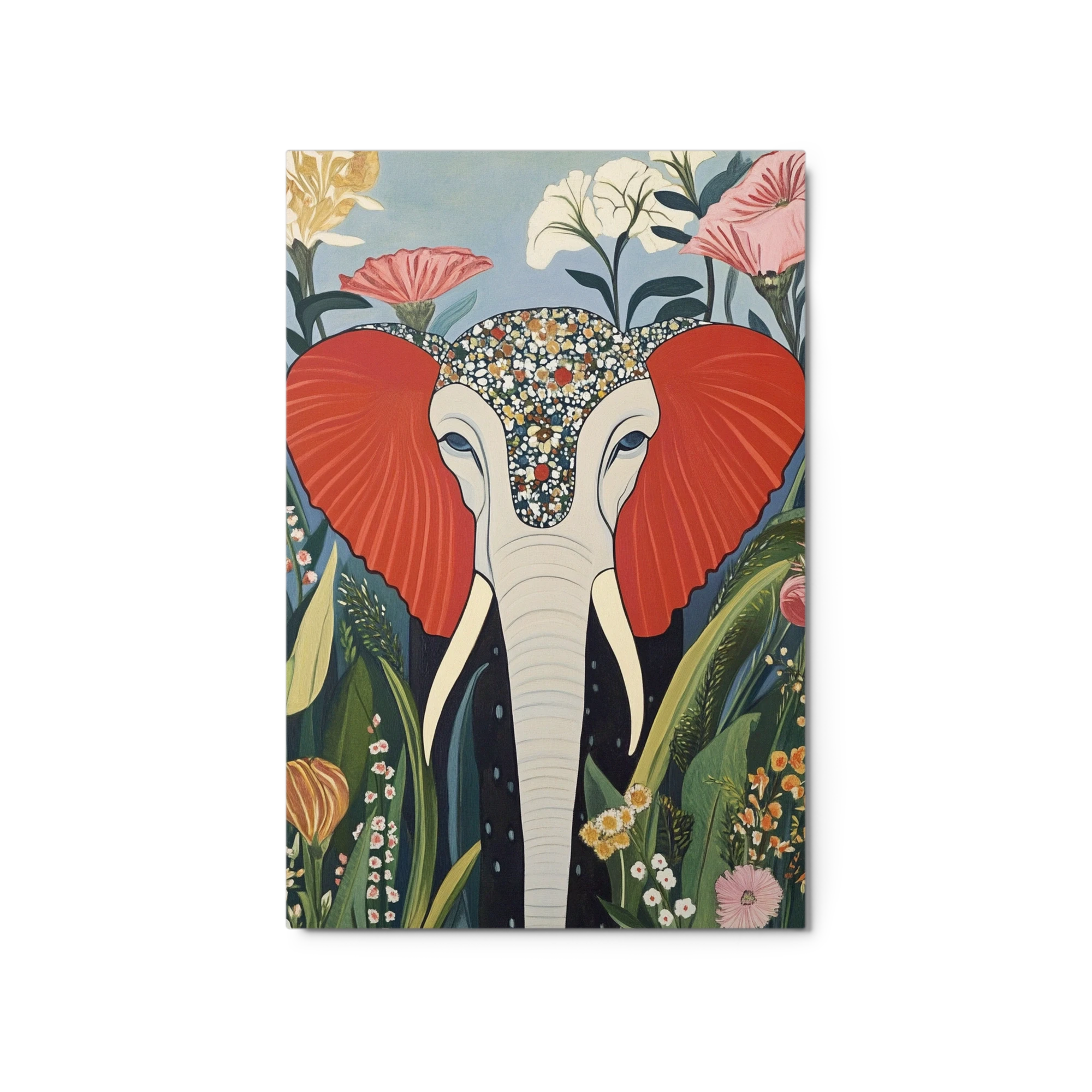Stylized Elephant with Flowers