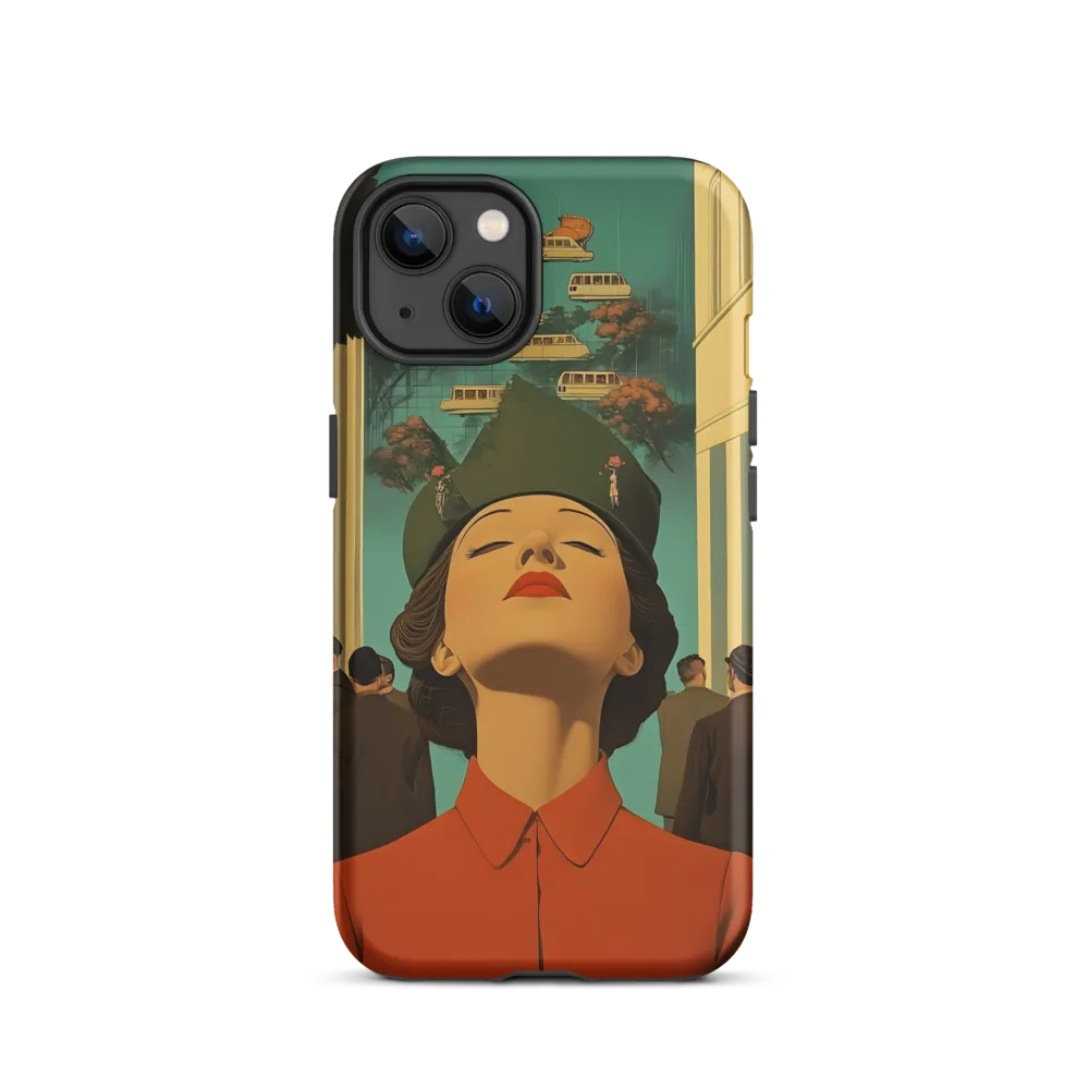 Surreal Woman with Floating Trams | Phone Case