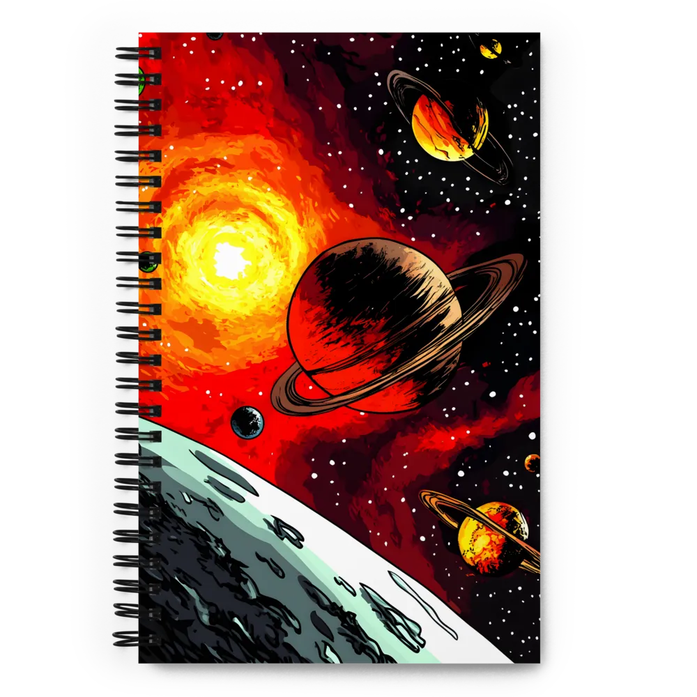 Ringed Planets in a Fiery Nebula 
 Spiral Notebook | 140 pages