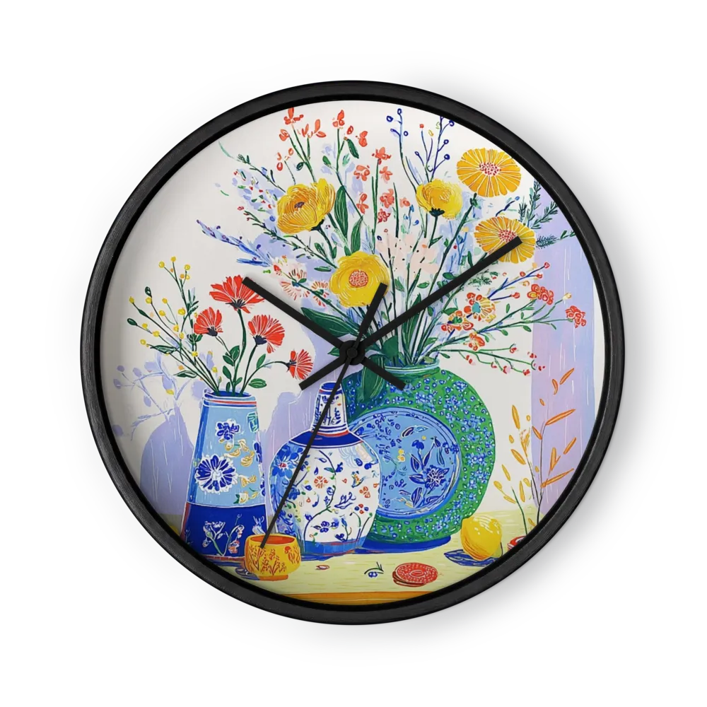 Vases with Wildflowers | Wall Clock