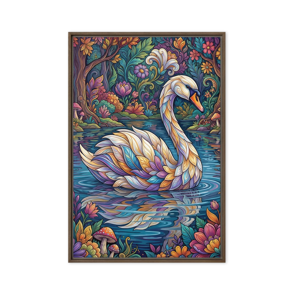 Art Nouveau Stained Glass Swan | Art Print