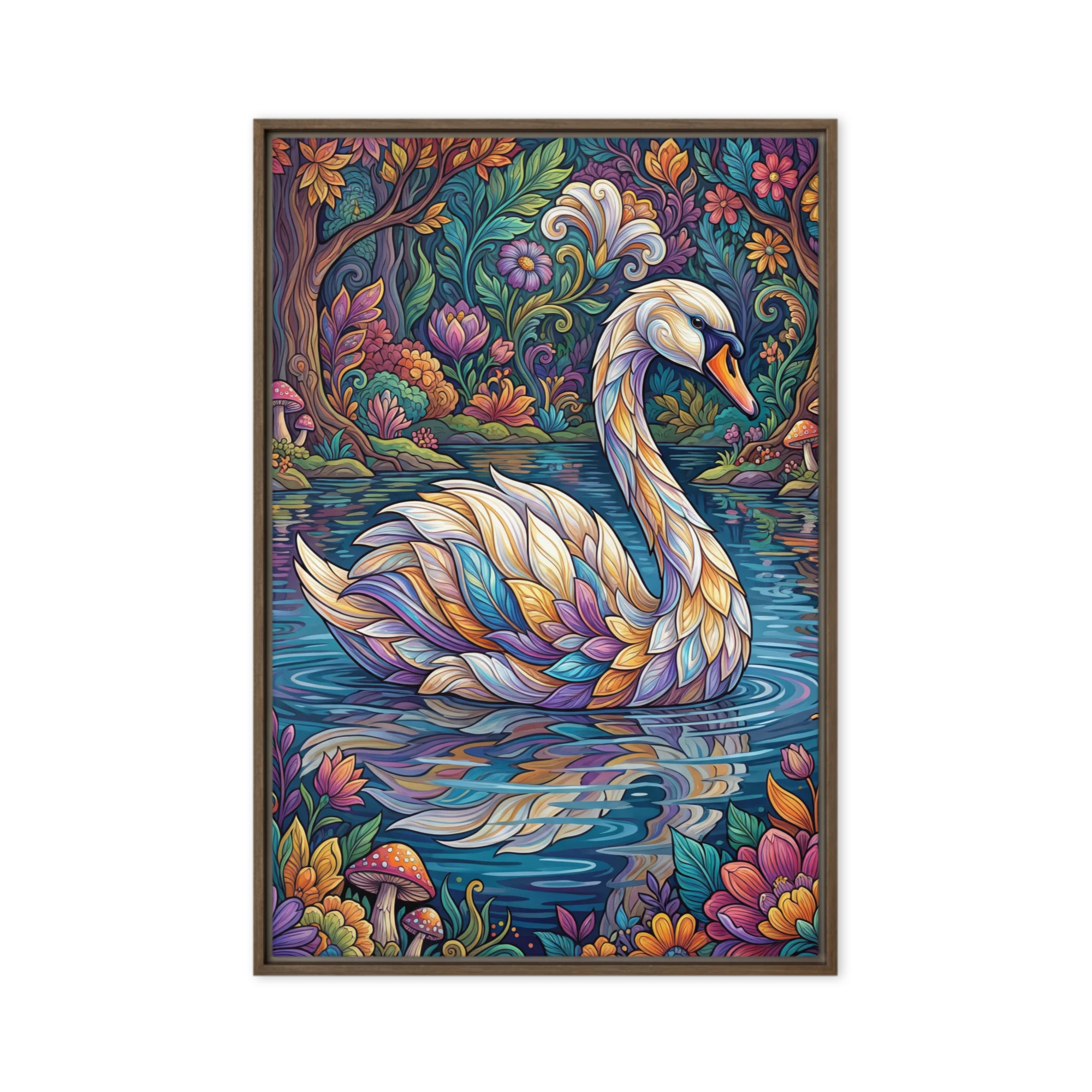 Art Nouveau Stained Glass Swan