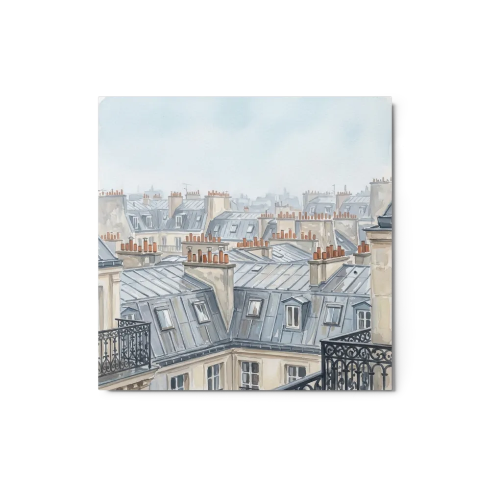 Parisian Rooftops 
 Poster with Red oak Frame | 18″x 18″