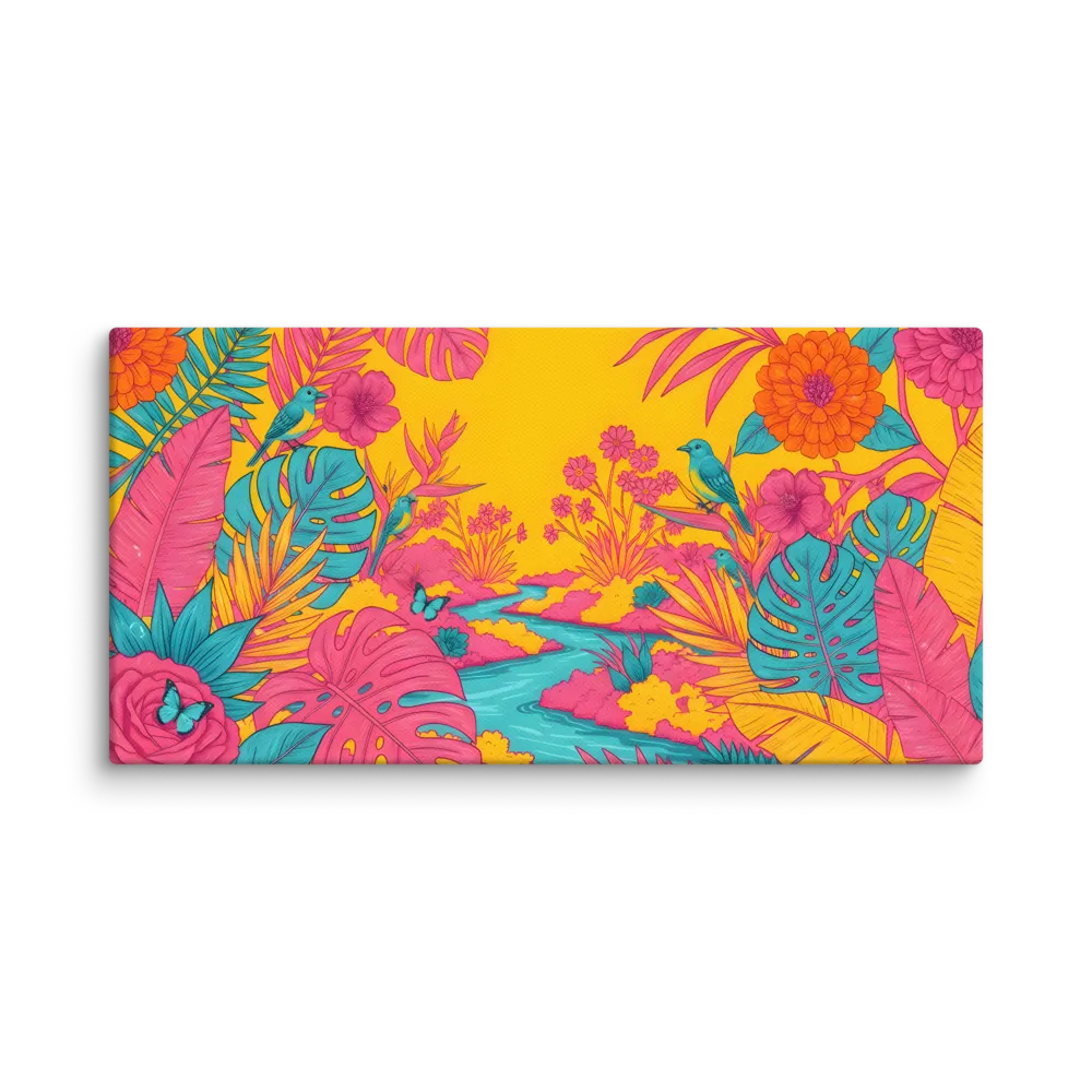 Vibrant Jungle River 
 Canvas | 16″x 32″