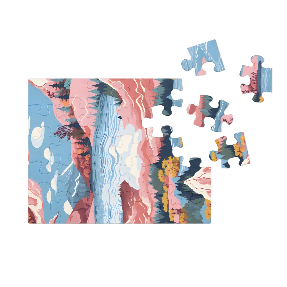 Fantastical Mountain Lake 
 Jigsaw Puzzle in Tin Box