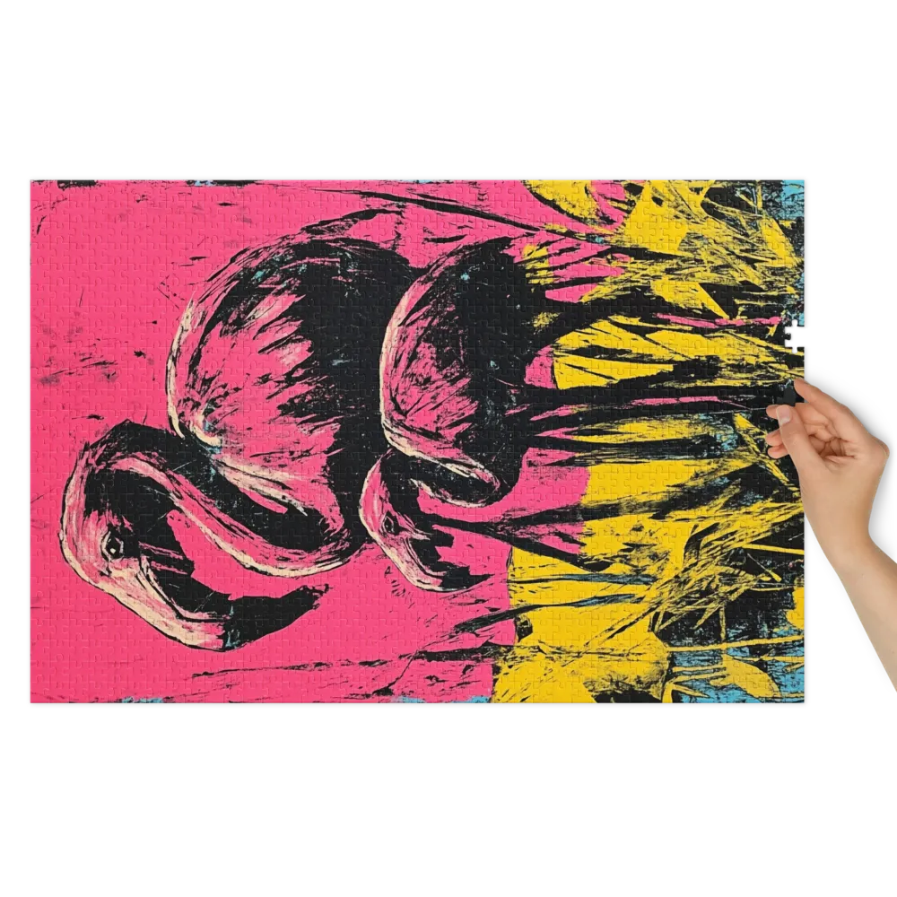 Flamingos em Pop Art 
 Puzzle em caixa de metal
