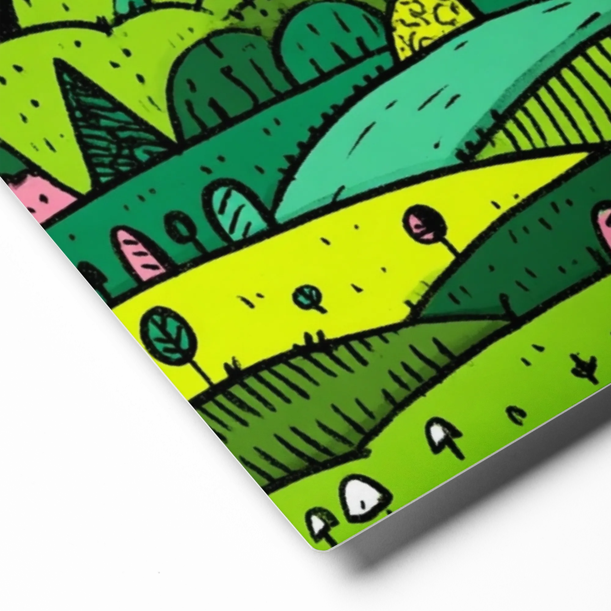 Whimsical Green Valley 
 Canvas with Brown Frame