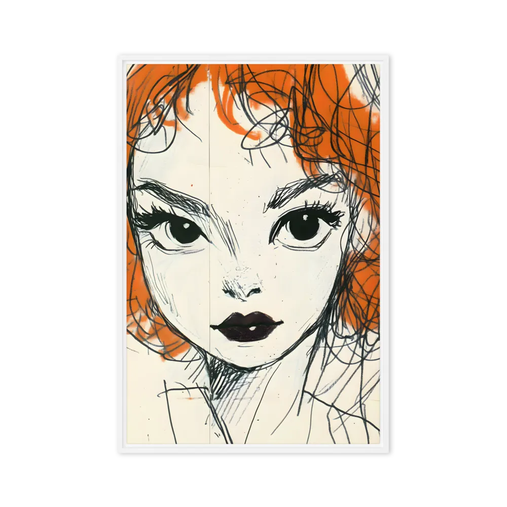 Fiery Ink Portrait 
 Canvas with White Frame