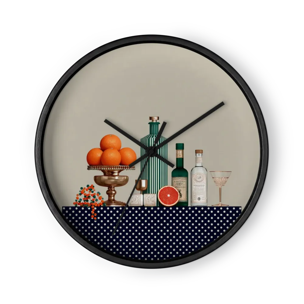 Citrus and Bottles Still Life | Wall Clock