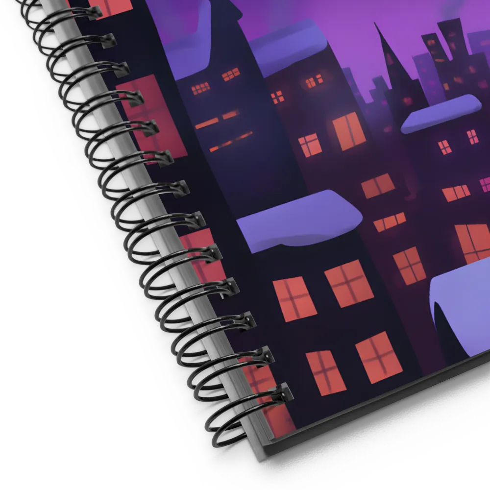 Moonlit Cityscape with Bats 
 Spiral Notebook | 140 pages