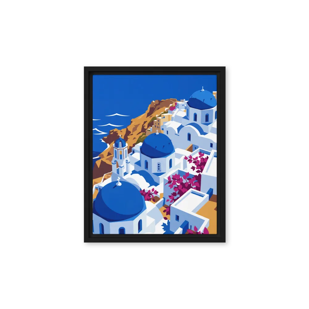 Santorini Blue Domes 
 Poster with Black Frame | 12″x 16″