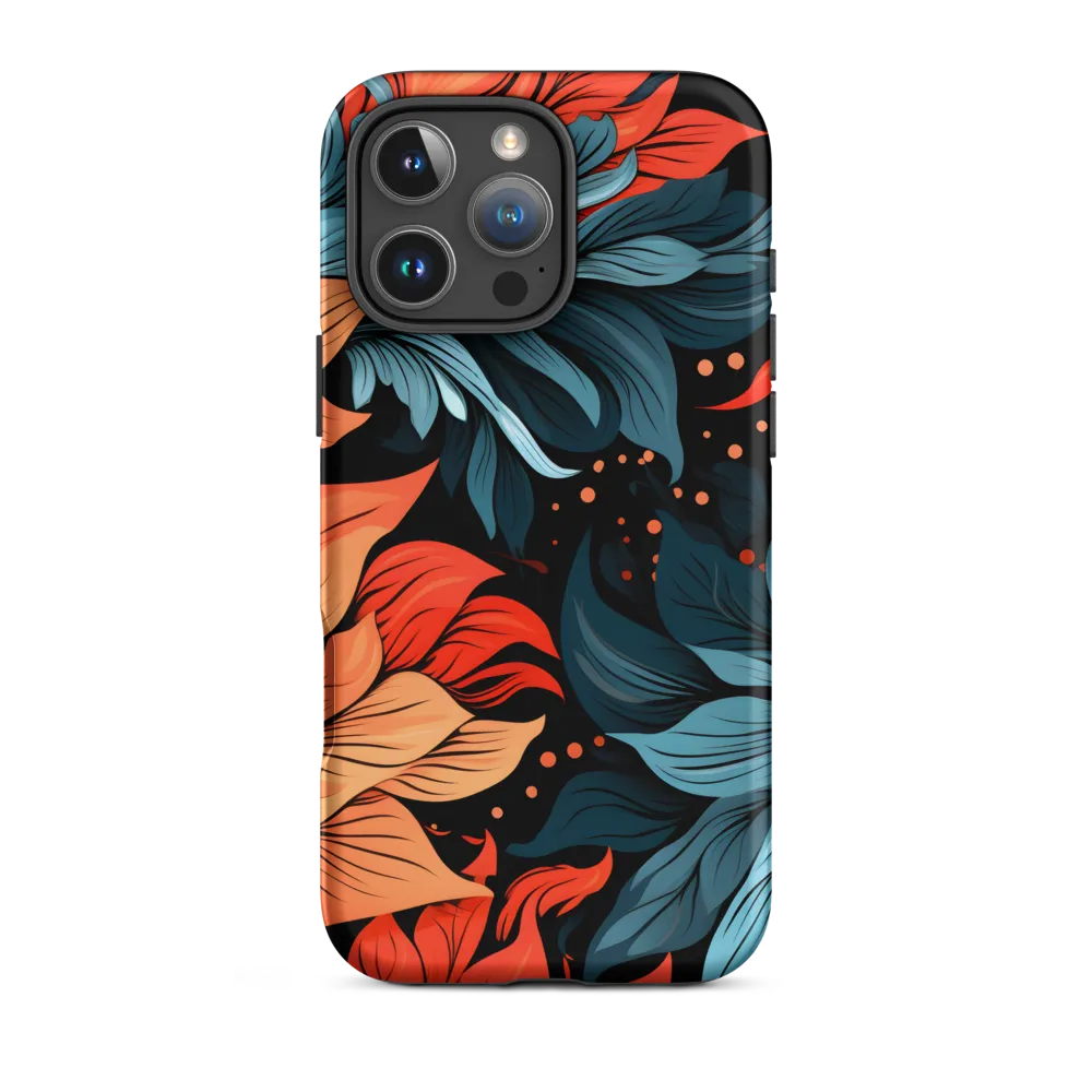 Intricate Floral Pattern in Blue and Orange | Phone Case
