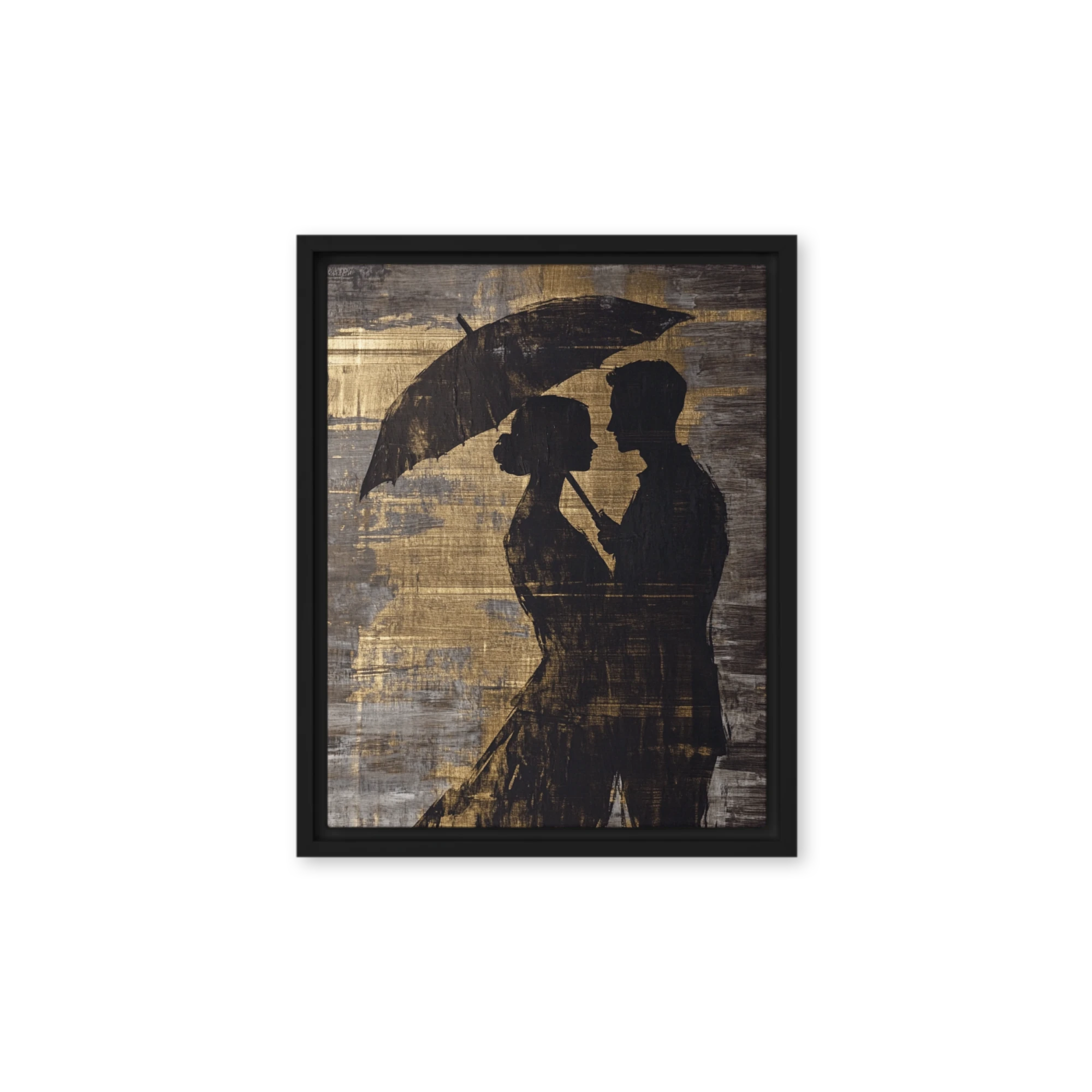 Painterly Canvas Art in Gold — Gilded City Glow
