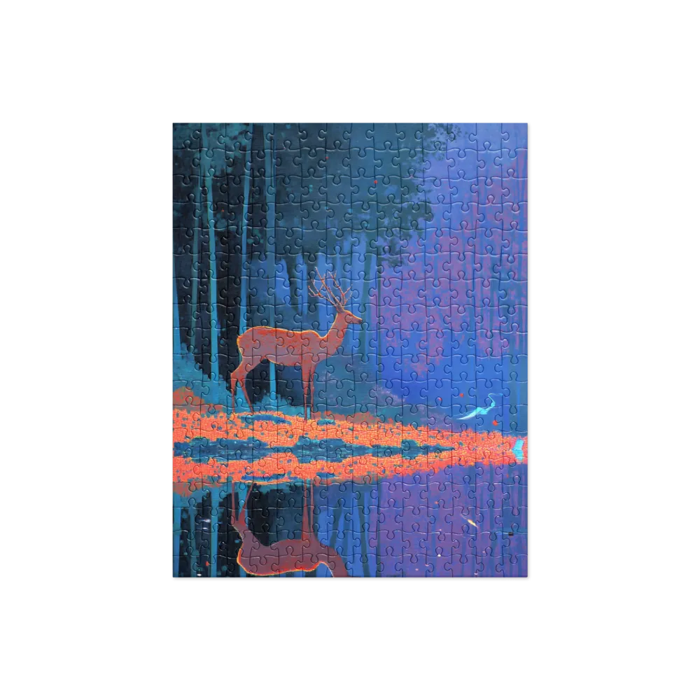 Neon Stag Reflection 
 Jigsaw Puzzle