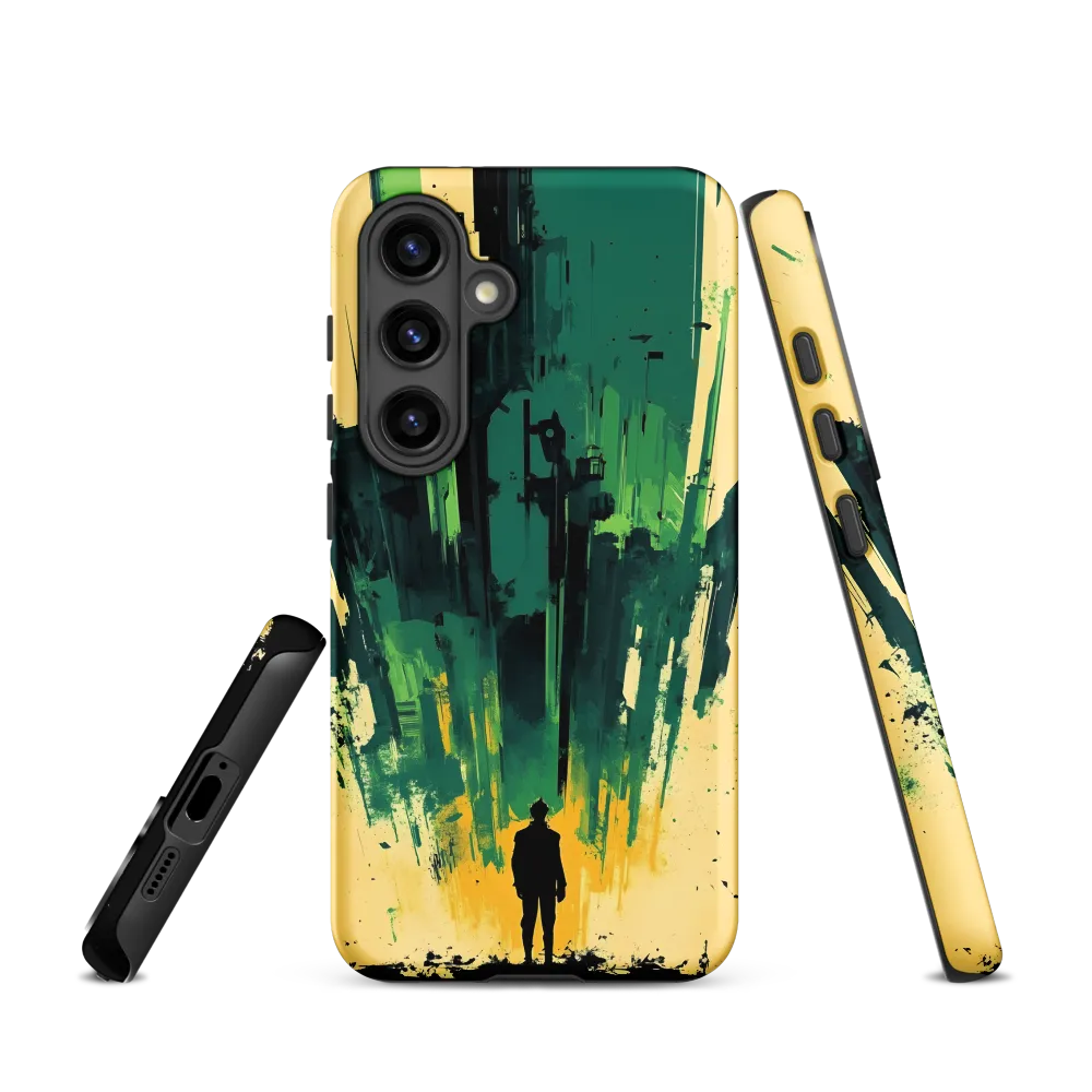 Abstract Silhouetted Figure with Skyscrapers | Phone Case