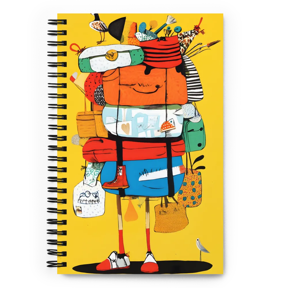 Whimsical Stacked Traveler 
 Spiral Notebook | 140 pages