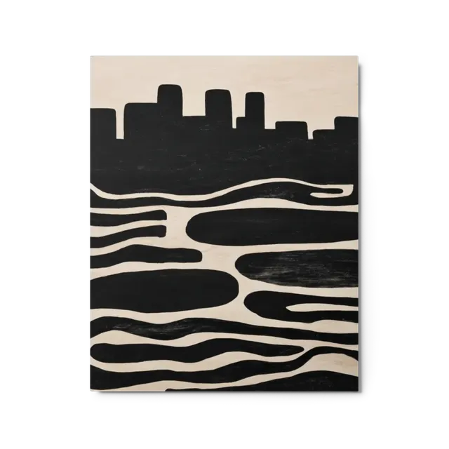 Urban Silhouette and Waves | Art Print