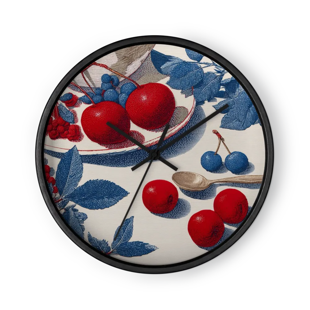 Cherries and Botanical Engraving | Wall Clock