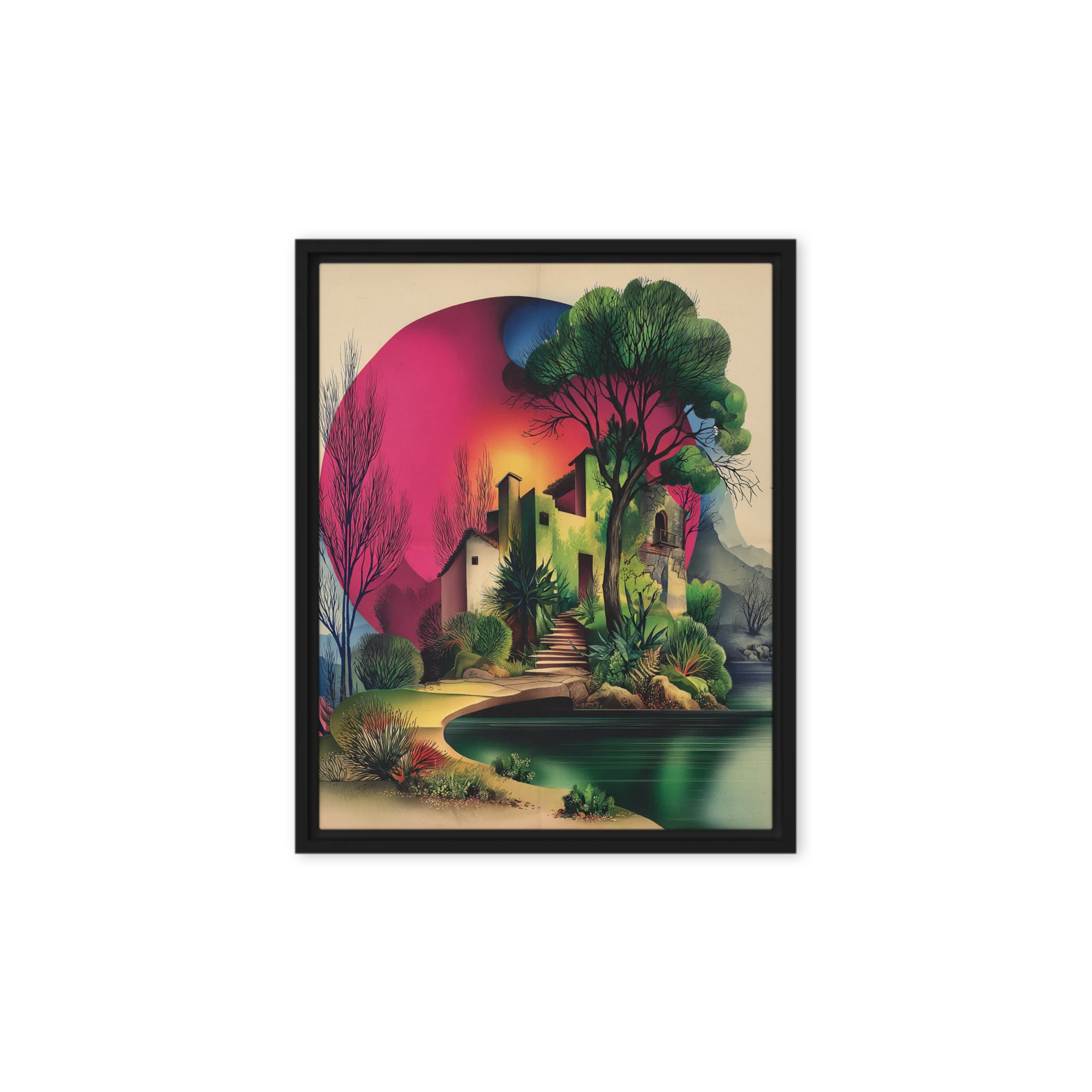 Lakeside Sunset Retreat | Art Print