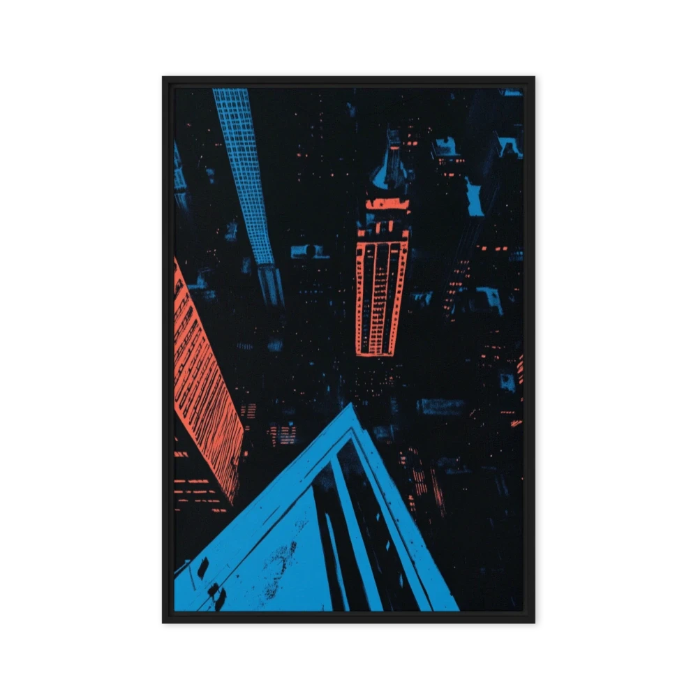 Nocturnal Cityscape in Blue and Orange