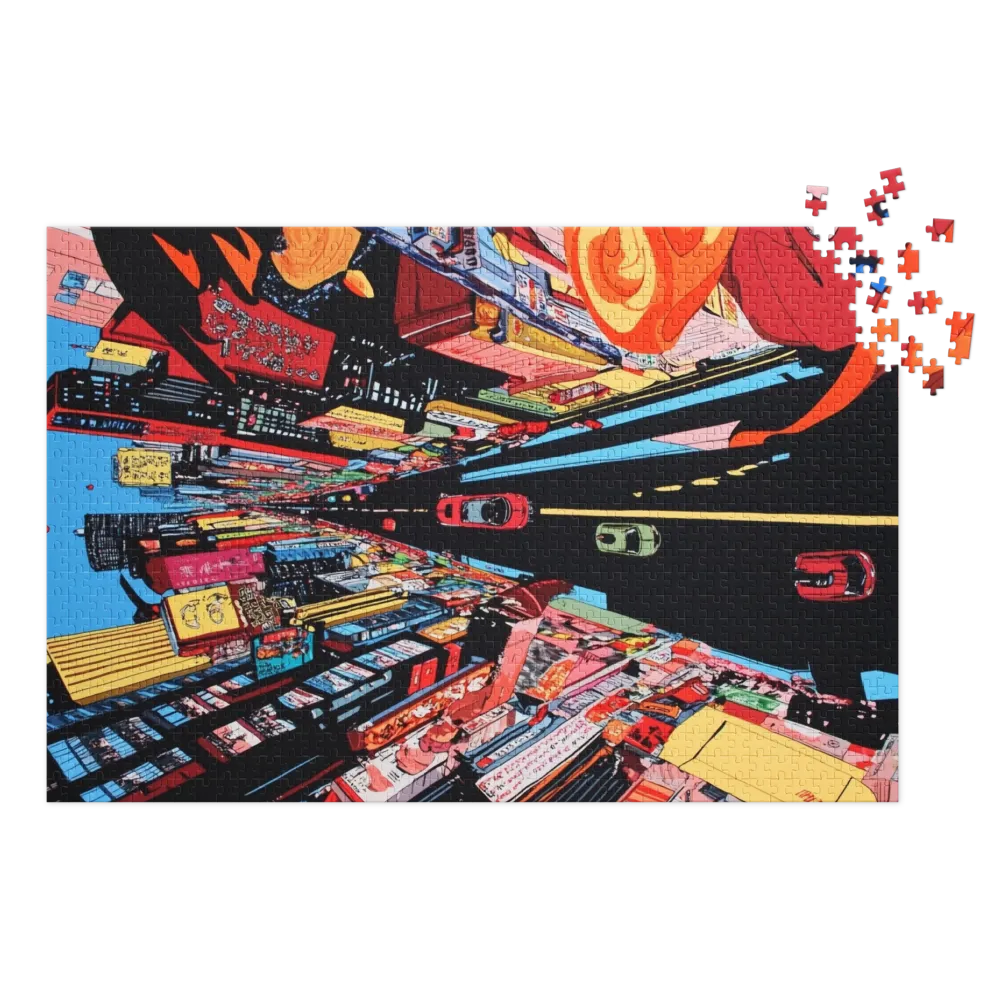 Dynamic Futuristic Cityscape 
 Jigsaw Puzzle in Tin Box