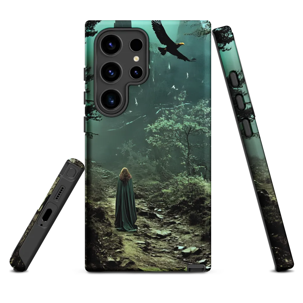 Mysterious Woman and Eagle in Enchanted Forest | Phone Case
