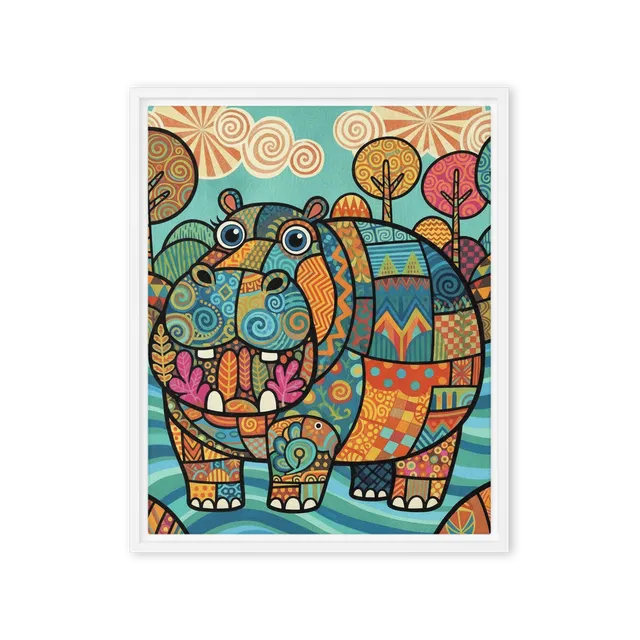 Patchwork Hippo | Art Print