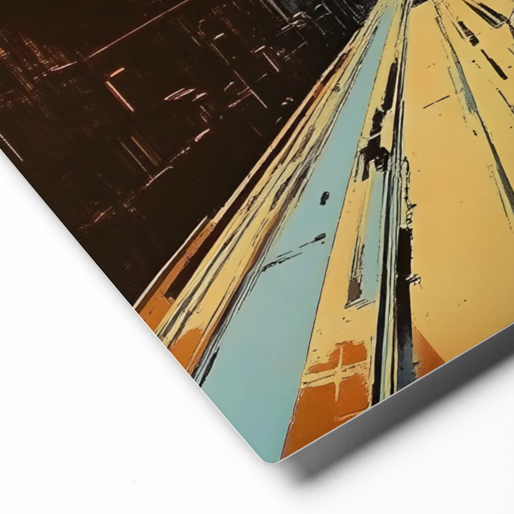 Retrofuturistic Urban Sunset 
 Canvas with Black Frame