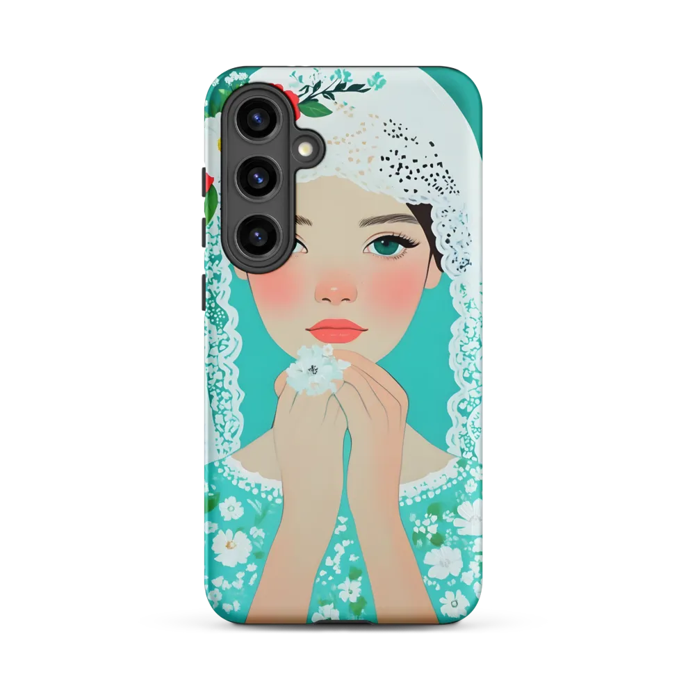 Girl in Lace Veil with Floral Headpiece | Phone Case