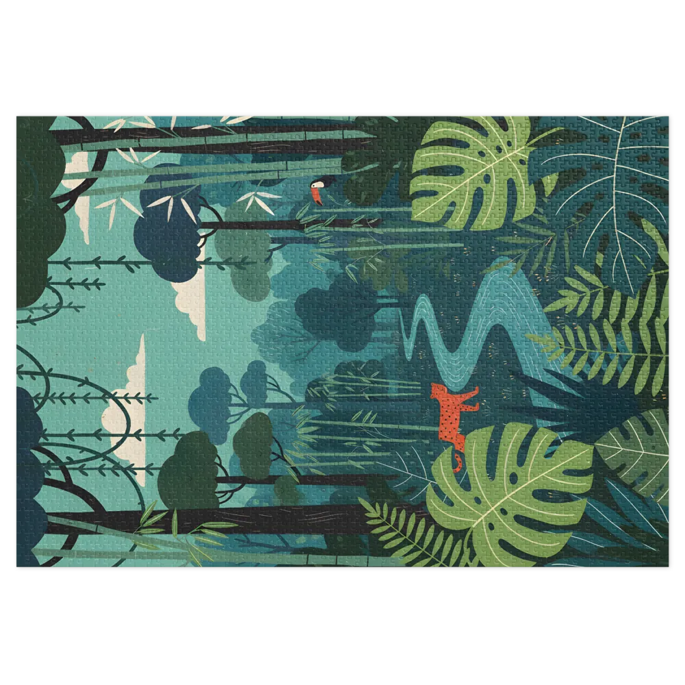 Leopardo na Floresta Tropical 
 Puzzle em caixa de metal