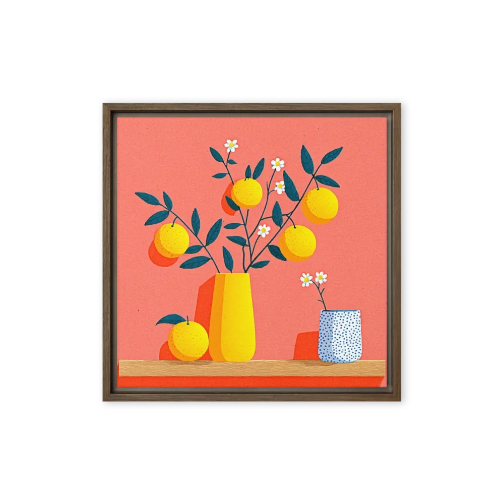 Oranges in Yellow Vase | Art Print