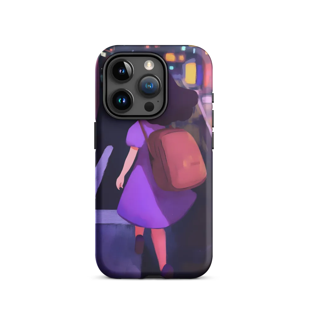 Girl Walking in City at Night | Phone Case