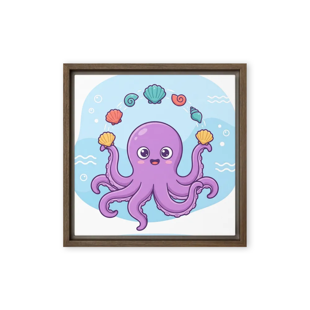 Whimsical Octopus Juggler 
 Poster with White Frame | 18″x 18″