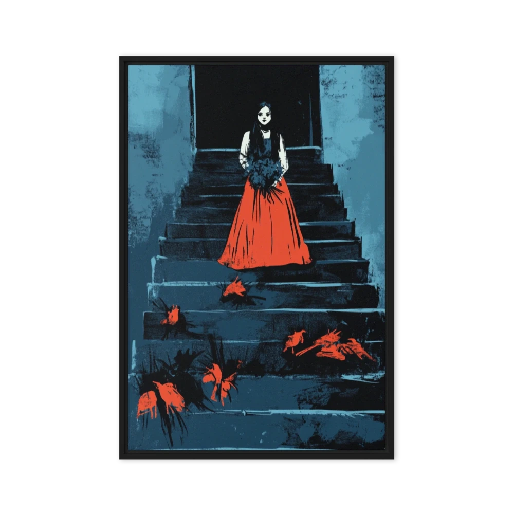 Woman on Stairs with Flowers